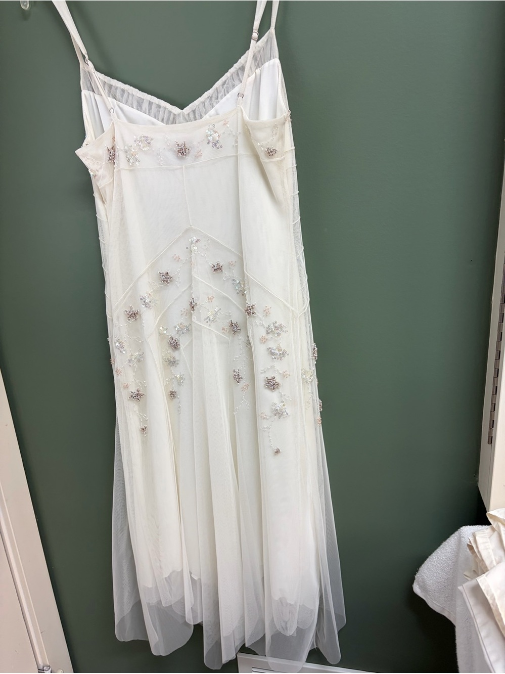 BCBGMaxAzria Ivory Beaded Maxi Slip Dress